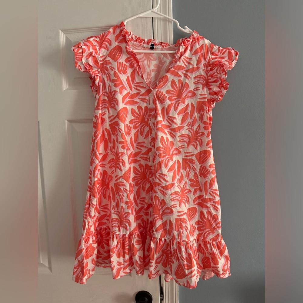 Michelle McDowell coral floral vacation dress size large